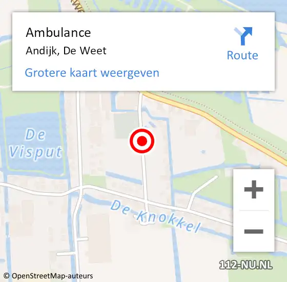 Locatie op kaart van de 112 melding: Ambulance Andijk, De Weet op 29 augustus 2019 18:43