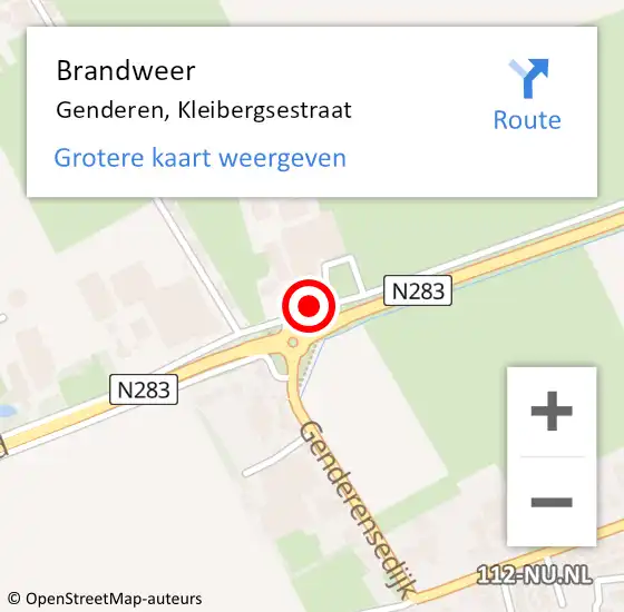 Locatie op kaart van de 112 melding: Brandweer Genderen, Kleibergsestraat op 29 augustus 2019 19:16