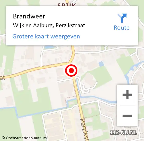 Locatie op kaart van de 112 melding: Brandweer Wijk en Aalburg, Perzikstraat op 29 augustus 2019 19:19