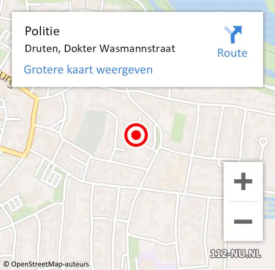 Locatie op kaart van de 112 melding: Politie Druten, Dokter Wasmannstraat op 29 augustus 2019 19:26