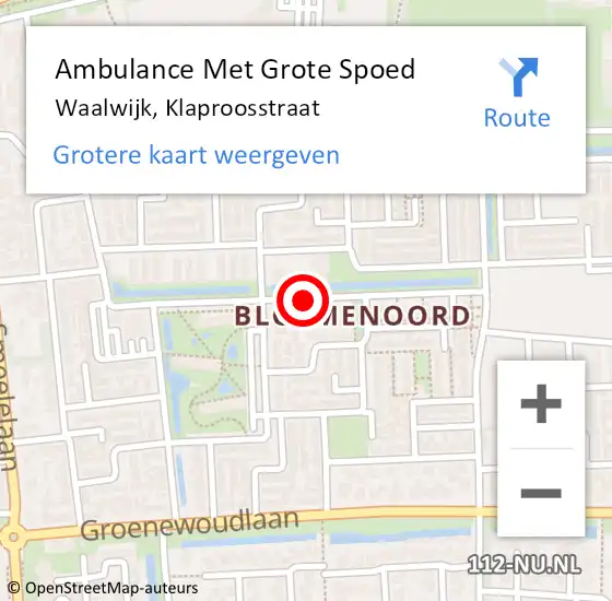 Locatie op kaart van de 112 melding: Ambulance Met Grote Spoed Naar Waalwijk, Klaproosstraat op 29 augustus 2019 20:00