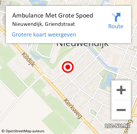 Locatie op kaart van de 112 melding: Ambulance Met Grote Spoed Naar Nieuwendijk, Griendstraat op 29 augustus 2019 20:06