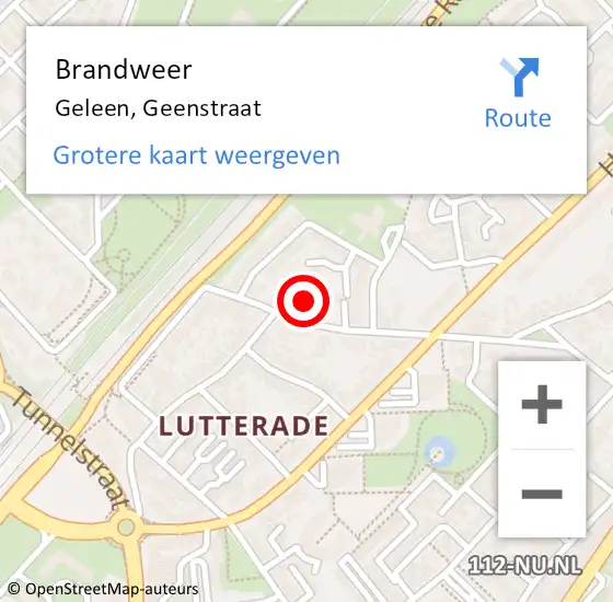 Locatie op kaart van de 112 melding: Brandweer Geleen, Geenstraat op 12 april 2014 06:50