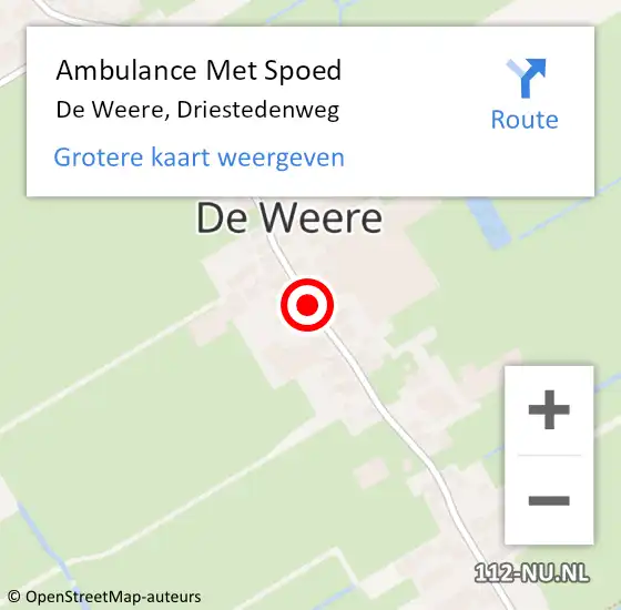 Locatie op kaart van de 112 melding: Ambulance Met Spoed Naar De Weere, Driestedenweg op 29 augustus 2019 20:19