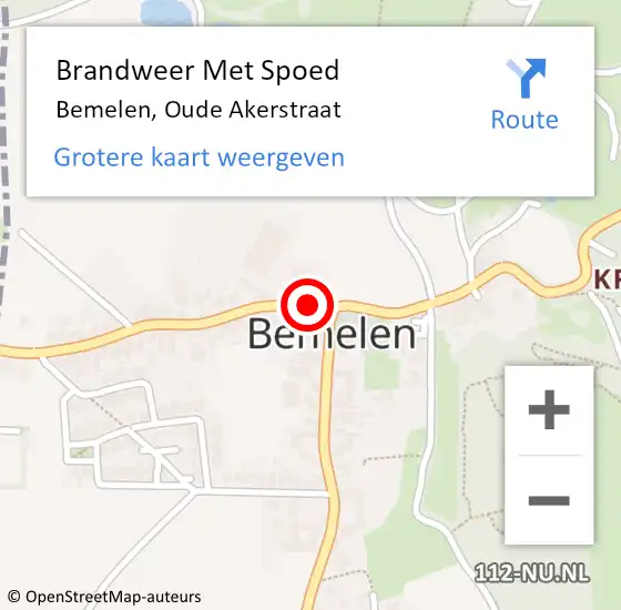 Locatie op kaart van de 112 melding: Brandweer Met Spoed Naar Bemelen, Oude Akerstraat op 29 augustus 2019 21:47