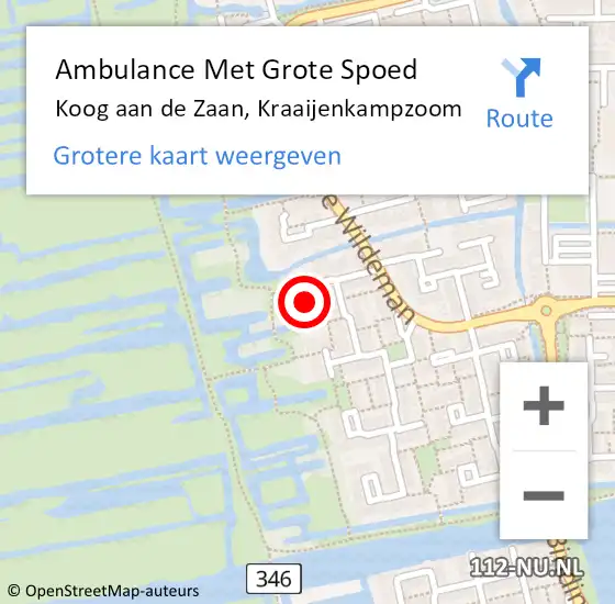 Locatie op kaart van de 112 melding: Ambulance Met Grote Spoed Naar Koog aan de Zaan, Kraaijenkampzoom op 29 augustus 2019 23:55