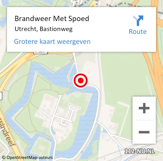 Locatie op kaart van de 112 melding: Brandweer Met Spoed Naar Utrecht, Bastionweg op 30 augustus 2019 01:00