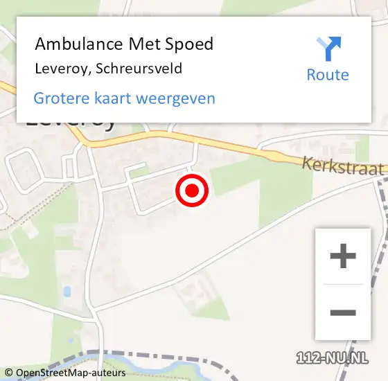 Locatie op kaart van de 112 melding: Ambulance Met Spoed Naar Leveroy, Schreursveld op 30 augustus 2019 01:37