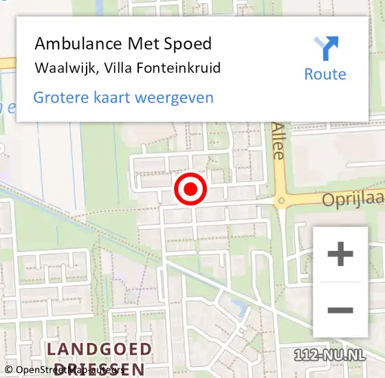 Locatie op kaart van de 112 melding: Ambulance Met Spoed Naar Waalwijk, Villa Fonteinkruid op 30 augustus 2019 02:34