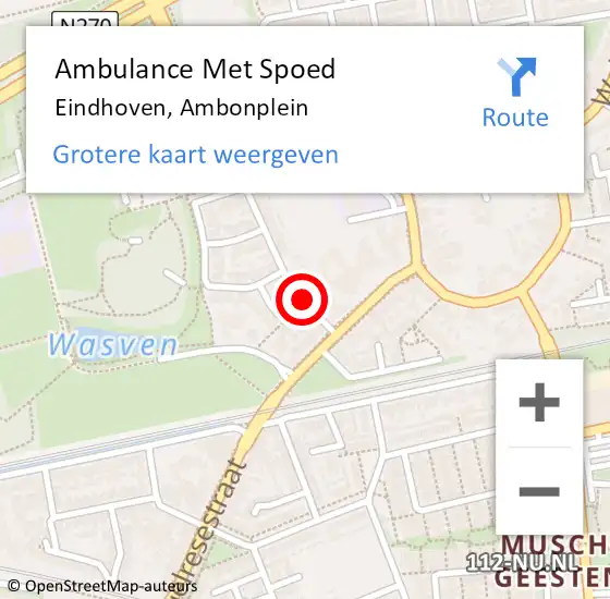 Locatie op kaart van de 112 melding: Ambulance Met Spoed Naar Eindhoven, Ambonplein op 30 augustus 2019 04:29