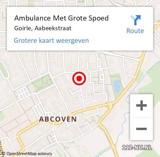 Locatie op kaart van de 112 melding: Ambulance Met Grote Spoed Naar Goirle, Aabeekstraat op 30 augustus 2019 05:31