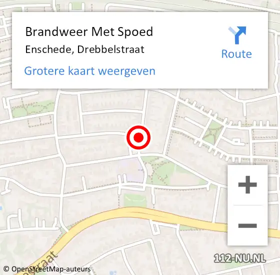 Locatie op kaart van de 112 melding: Brandweer Met Spoed Naar Enschede, Drebbelstraat op 30 augustus 2019 05:46