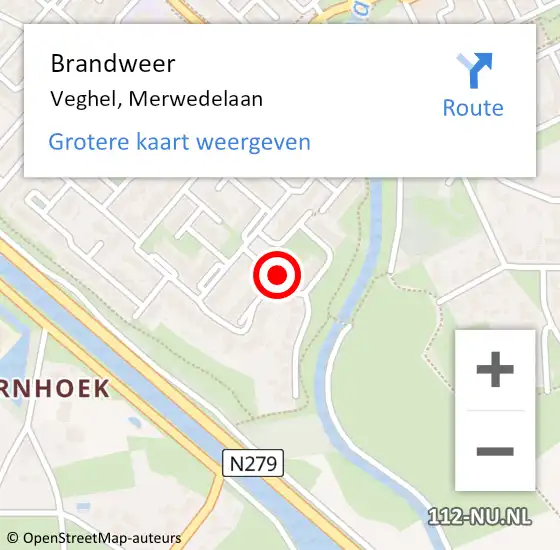 Locatie op kaart van de 112 melding: Brandweer Veghel, Merwedelaan op 30 augustus 2019 07:19