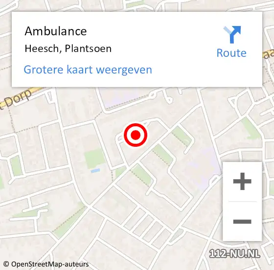 Locatie op kaart van de 112 melding: Ambulance Heesch, Plantsoen op 30 augustus 2019 08:04