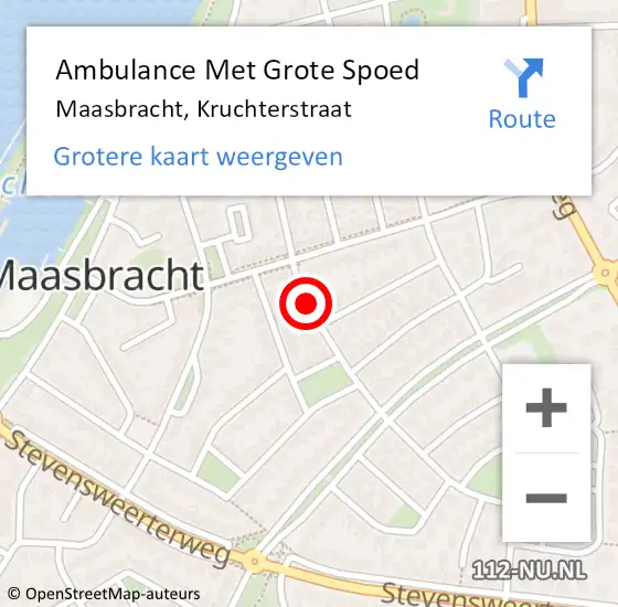 Locatie op kaart van de 112 melding: Ambulance Met Grote Spoed Naar Maasbracht, Kruchterstraat op 30 augustus 2019 08:21