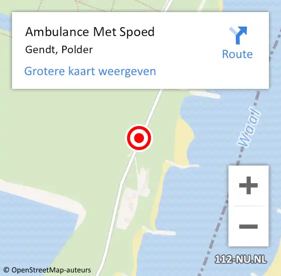 Locatie op kaart van de 112 melding: Ambulance Met Spoed Naar Gendt, Polder op 30 augustus 2019 08:50
