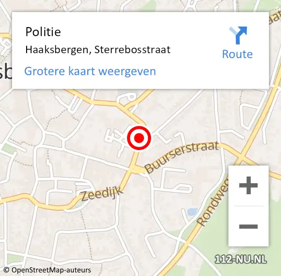 Locatie op kaart van de 112 melding: Politie Haaksbergen, Sterrebosstraat op 30 augustus 2019 10:21