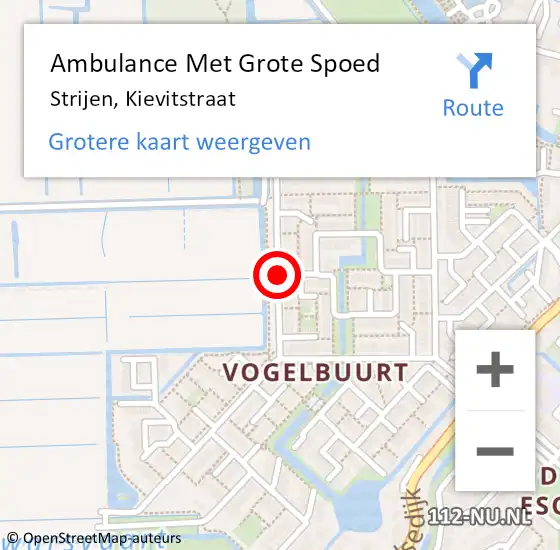Locatie op kaart van de 112 melding: Ambulance Met Grote Spoed Naar Strijen, Kievitstraat op 30 augustus 2019 10:36
