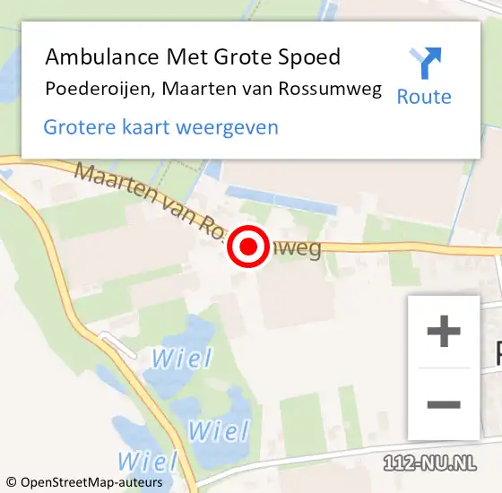 Locatie op kaart van de 112 melding: Ambulance Met Grote Spoed Naar Poederoijen, Maarten van Rossumweg op 30 augustus 2019 10:55