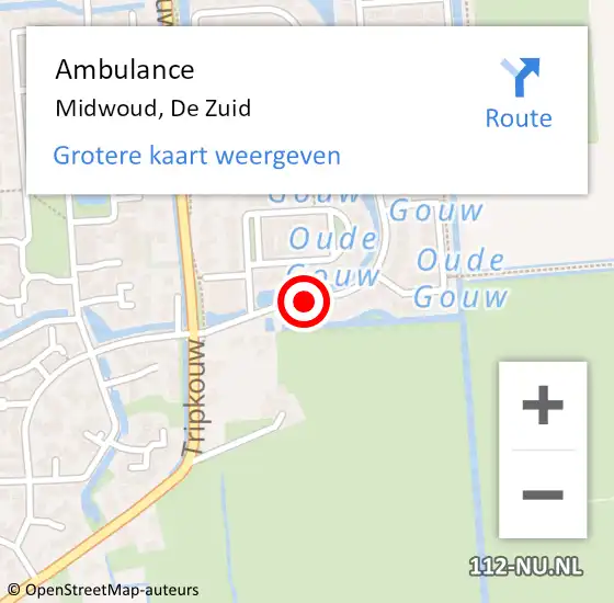Locatie op kaart van de 112 melding: Ambulance Midwoud, De Zuid op 30 augustus 2019 11:47