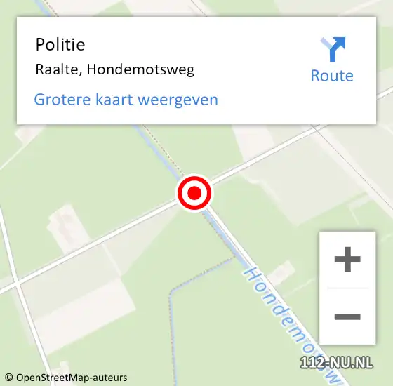 Locatie op kaart van de 112 melding: Politie Raalte, Hondemotsweg op 30 augustus 2019 12:04