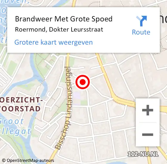 Locatie op kaart van de 112 melding: Brandweer Met Grote Spoed Naar Roermond, Dokter Leursstraat op 30 augustus 2019 12:29