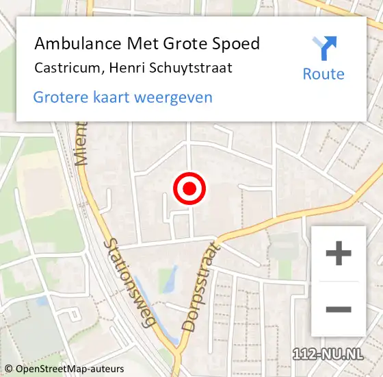 Locatie op kaart van de 112 melding: Ambulance Met Grote Spoed Naar Castricum, Henri Schuytstraat op 30 augustus 2019 12:50