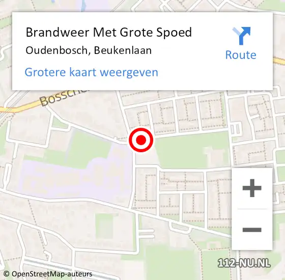 Locatie op kaart van de 112 melding: Brandweer Met Grote Spoed Naar Oudenbosch, Beukenlaan op 30 augustus 2019 12:56