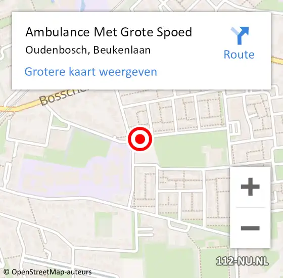 Locatie op kaart van de 112 melding: Ambulance Met Grote Spoed Naar Oudenbosch, Beukenlaan op 30 augustus 2019 12:56