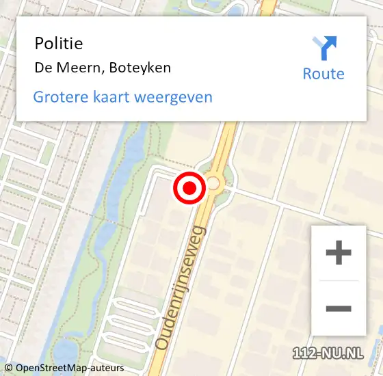 Locatie op kaart van de 112 melding: Politie De Meern, Boteyken op 30 augustus 2019 13:22