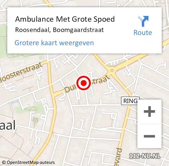 Locatie op kaart van de 112 melding: Ambulance Met Grote Spoed Naar Roosendaal, Boomgaardstraat op 30 augustus 2019 13:24