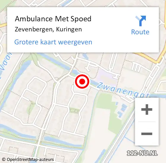 Locatie op kaart van de 112 melding: Ambulance Met Spoed Naar Zevenbergen, Kuringen op 30 augustus 2019 13:33