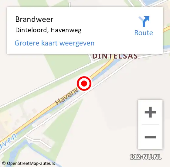 Locatie op kaart van de 112 melding: Brandweer Dinteloord, Havenweg op 30 augustus 2019 13:35