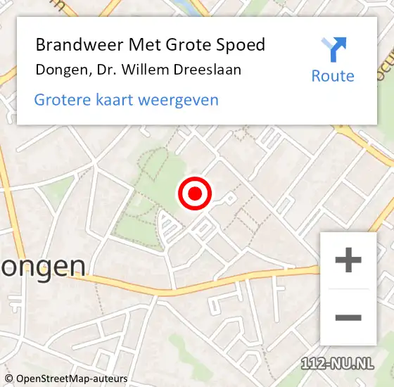 Locatie op kaart van de 112 melding: Brandweer Met Grote Spoed Naar Dongen, Dr. Willem Dreeslaan op 30 augustus 2019 13:56