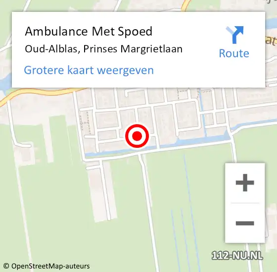 Locatie op kaart van de 112 melding: Ambulance Met Spoed Naar Oud-Alblas, Prinses Margrietlaan op 30 augustus 2019 14:20