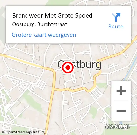 Locatie op kaart van de 112 melding: Brandweer Met Grote Spoed Naar Oostburg, Burchtstraat op 30 augustus 2019 14:58