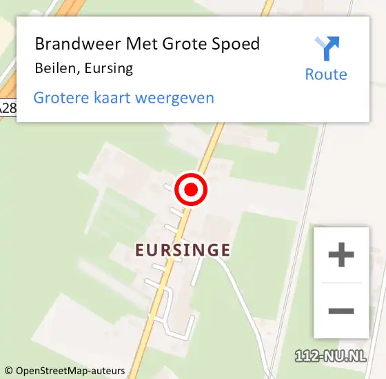 Locatie op kaart van de 112 melding: Brandweer Met Grote Spoed Naar Beilen, Eursing op 30 augustus 2019 15:12