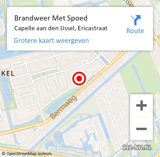 Locatie op kaart van de 112 melding: Brandweer Met Spoed Naar Capelle aan den IJssel, Ericastraat op 30 augustus 2019 15:23