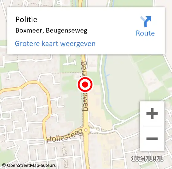 Locatie op kaart van de 112 melding: Politie Boxmeer, Beugenseweg op 30 augustus 2019 15:30