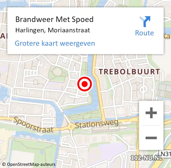 Locatie op kaart van de 112 melding: Brandweer Met Spoed Naar Harlingen, Moriaanstraat op 30 augustus 2019 15:32