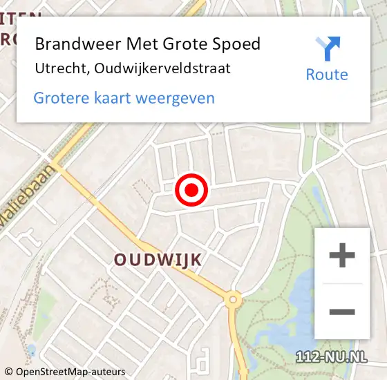 Locatie op kaart van de 112 melding: Brandweer Met Grote Spoed Naar Utrecht, Oudwijkerveldstraat op 30 augustus 2019 15:35