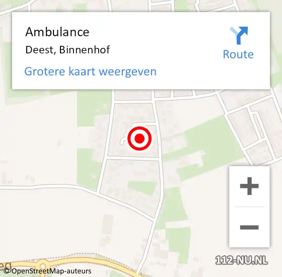 Locatie op kaart van de 112 melding: Ambulance Deest, Binnenhof op 30 augustus 2019 16:42