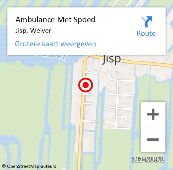 Locatie op kaart van de 112 melding: Ambulance Met Spoed Naar Jisp, Weiver op 30 augustus 2019 16:55