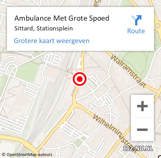 Locatie op kaart van de 112 melding: Ambulance Met Grote Spoed Naar Sittard, Stationsplein op 30 augustus 2019 16:55