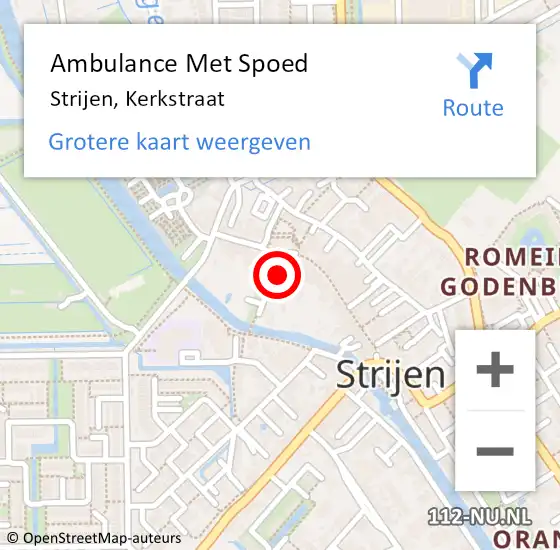 Locatie op kaart van de 112 melding: Ambulance Met Spoed Naar Strijen, Kerkstraat op 30 augustus 2019 16:59