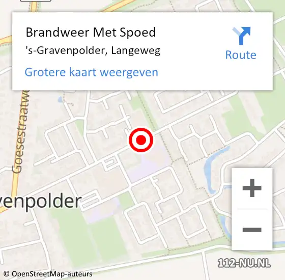 Locatie op kaart van de 112 melding: Brandweer Met Spoed Naar 's-Gravenpolder, Langeweg op 30 augustus 2019 17:14