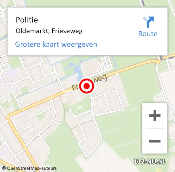 Locatie op kaart van de 112 melding: Politie Oldemarkt, Frieseweg op 30 augustus 2019 17:17