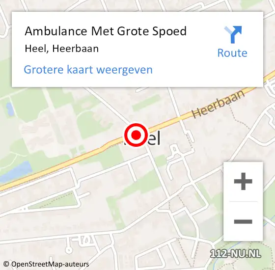 Locatie op kaart van de 112 melding: Ambulance Met Grote Spoed Naar Heel, Heerbaan op 30 augustus 2019 17:25