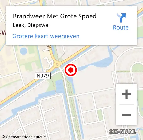 Locatie op kaart van de 112 melding: Brandweer Met Grote Spoed Naar Leek, Diepswal op 30 augustus 2019 17:27