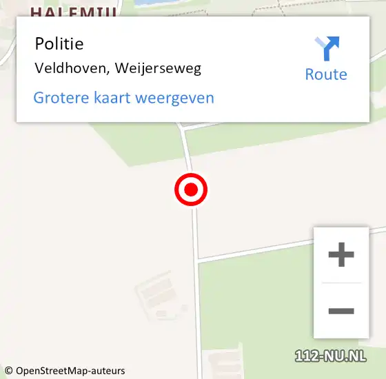 Locatie op kaart van de 112 melding: Politie Veldhoven, Weijerseweg op 30 augustus 2019 17:49